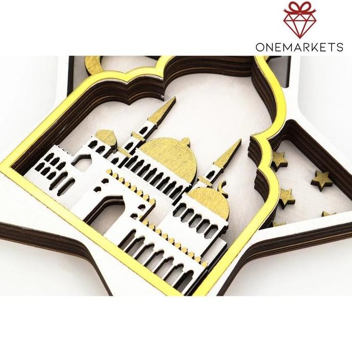 DR162>> Hiasan Meja Edisi Ramadhan - Hiasan Idul Fitri Bahan Kayu LL302