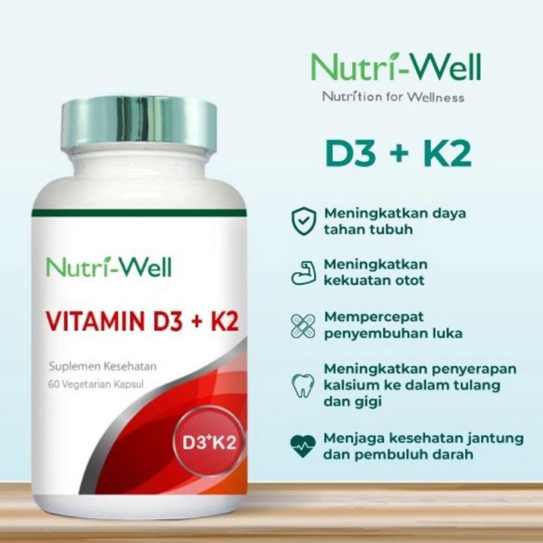 (Promo) Nutriwell Vitamin D3 5000 Iu + K2 60 Kapsul D3K2 5000Iu Original