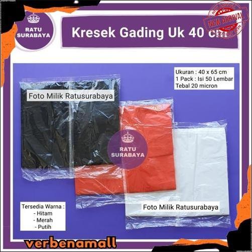 Gercep Kantong Plastik Jumbo Tas Kresek uk 40x65 Gading Surya isi 50 Lembar Tebal 0.2 Merah Putih Hi