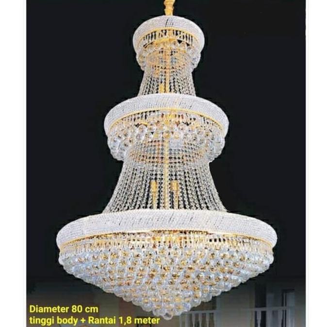 FL 10006 LAMPU GANTUNG KRISTAL 1 METER CLASSIC GOLD LAMPU VOID MEWAH Murah