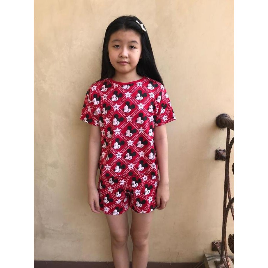 DR222>> baju setelan anak perempuan gucci mickey umur 6-12 tahun/ baju murah