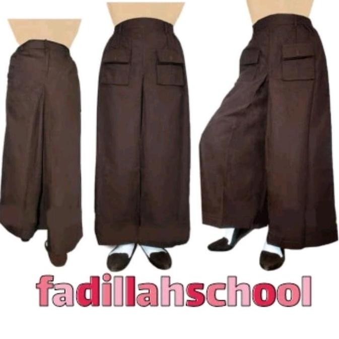 DF101 >> Rok Celana Rok Kulot PRAMUKA panjang seragam sekolah Pinggang Karet Wanita Coklat