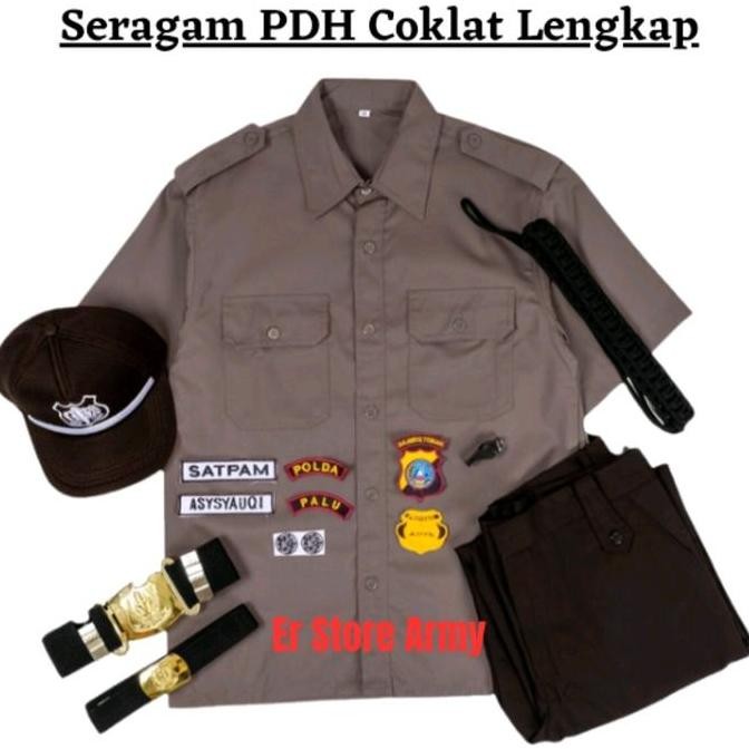 Baju seragam PDH security Coklat, Seragam satpam coklat, seragam security coklat termurah setelan sa