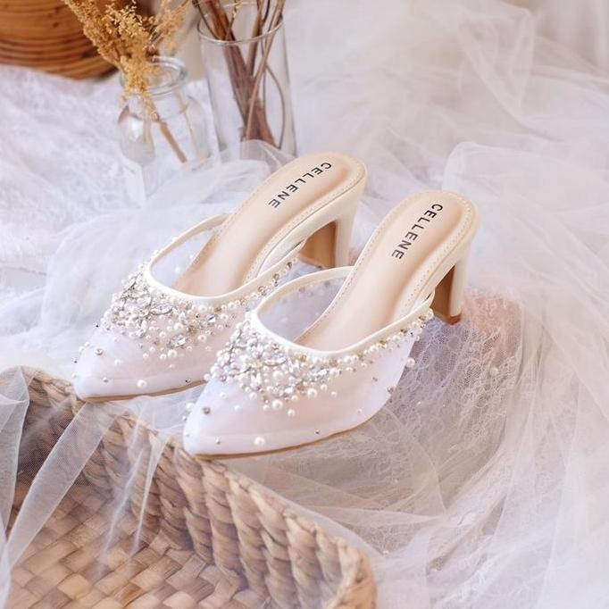 Cellene Binka Beads Heels / Wedding Shoes Payet 7Cm Wanita