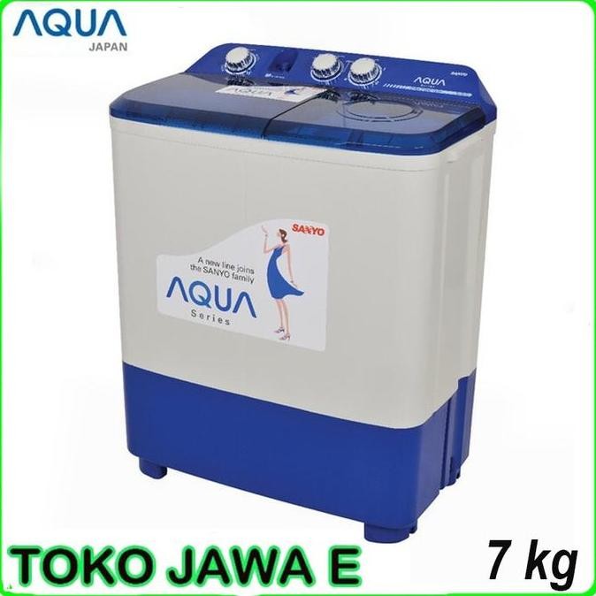 Promo MESIN CUCI 2 TABUNG AQUA JAPAN 751/770 By.Sanyo Mesin Cuci 2tabung Kapaisatas 7kg COD
