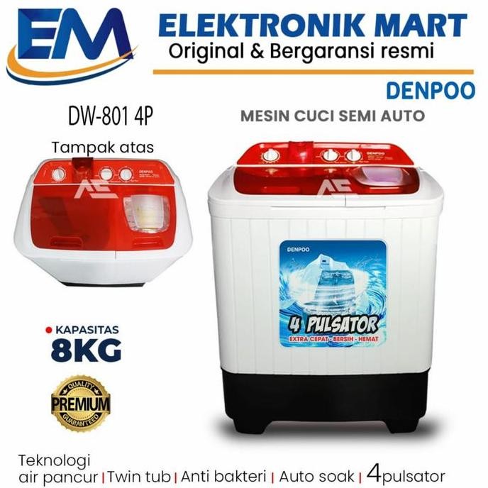 Promo Denpoo Mesin Cuci 2 Tabung 8 KG COD