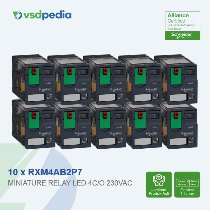 Prime- Schneider Miniature Relay Led 4C/O 230Vac Rxm4Ab2P7 X 10