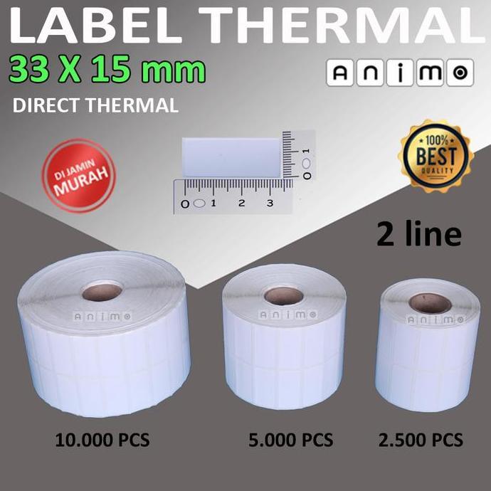 Sivo- Label Thermal 33X15 - Label Bare Direct Thermal 33 X 15 Mm - Stiker Thermal 33X15 - 2 Line - 3