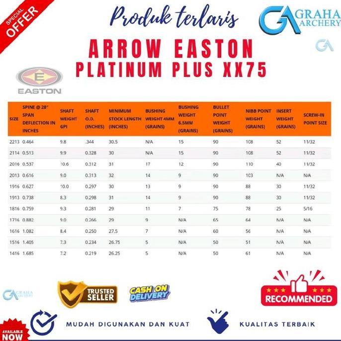 ANAK PANAH / ARROW EASTON PLATINUM SATUAN