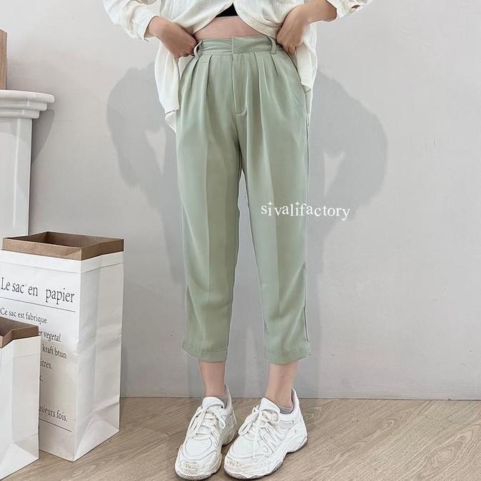 Kven- Sivali Elika Pants - Celana Ankle Loose Nita Panjang 7/8 Bahan Jatuh Katun Polyester Outfit Ca