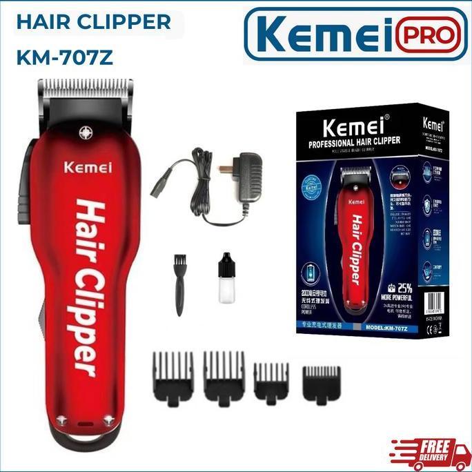 KEMEI 707Z Alat Cukur Listrik Kemei 707Z Merah Tanpa Kabel KM-707Z Rechargeable Hair Clipper Mesin R