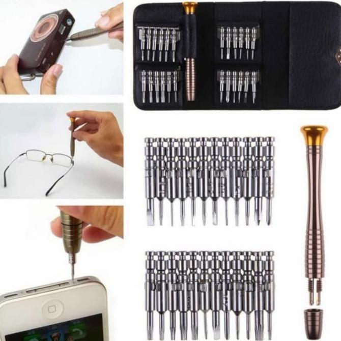 >>>>>] Obeng dompet 25 in 1 set reparasi handphone laptop kacamata jam kamera