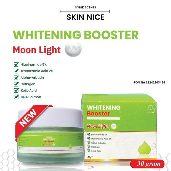 Glow- (Rc) Skin Nice Whitening Booster 50/30 Gr Moon Lht Cream Hijau Niamide 5 ,Tranexamic Acid 2 , 