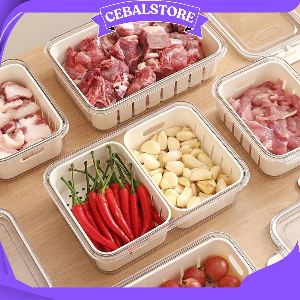 GROVE MAISON Kotak Bumbu Dapur Kedap Udara Transparan Wadah Bumbu Organizer Kulkas Serbaguna Teratas