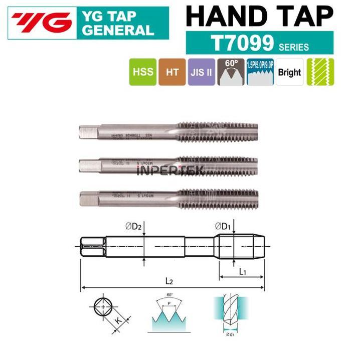 OVIROWA Hand Tap M8 YG Tap YG M8 Tap M8 HandTap YG M8 TAP Mesin Tap