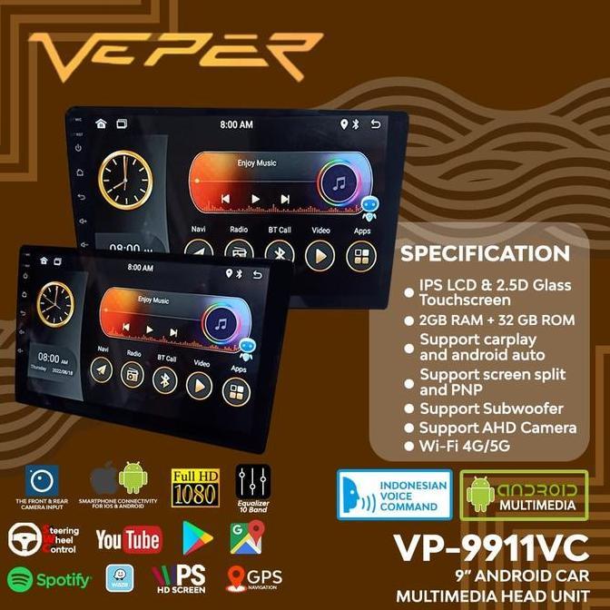 Headunit Android 9 inch Veper VP-9911 VC Carplay - Dinasti Audio terlaris