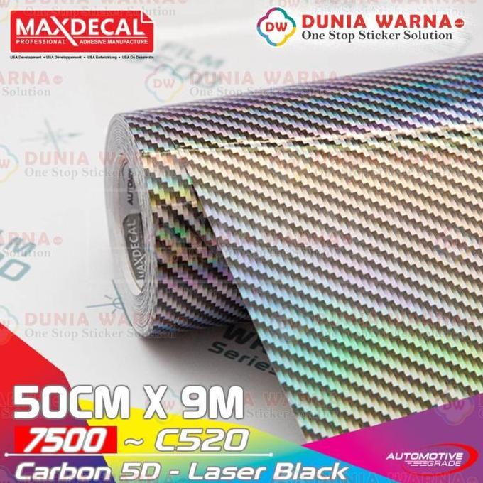 Promo MAXDECAL 7500 C520 Carbon 5D BLACK LASER Kevlar Hologram 50 cm Diskon