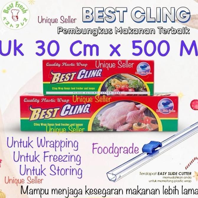 Cling Wrap Bestcling 30 Cm x 300 M Kotak dengan Pisau Cutter / Plastik Wrap Makanan Kotak Best Cling