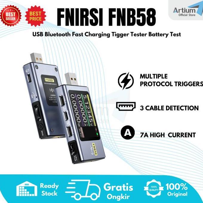 BEBAS ONGKIR - FNIRSI FNB58 USB Bluetooth Fast Charging Trigger Tester Battery Test