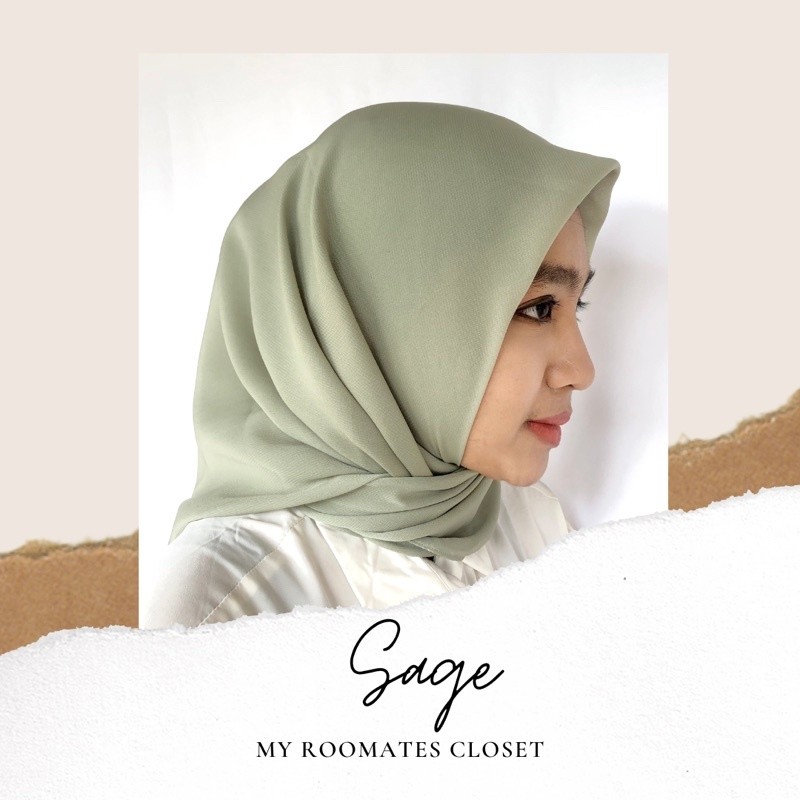 Kerudung Hijab Segi Empat Polly Cotton Sage Green