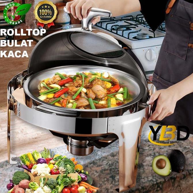 YBD - Prasmanan Roll Top Stainless Steel 6.8 Liter Tutup Stainless & Tutup kaca | Roll top prasmanan