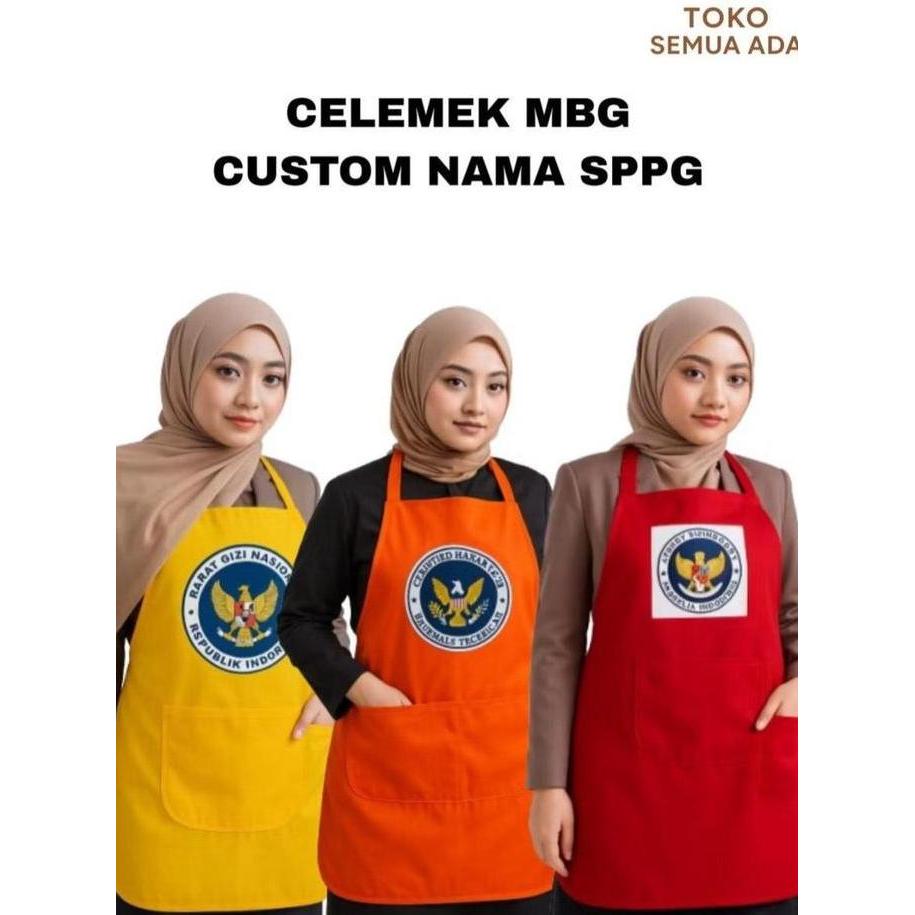Pilihan - Celemek Mbg / Celemek Sppg / Warna Kuning - Orange - Merah / Bahan Sab