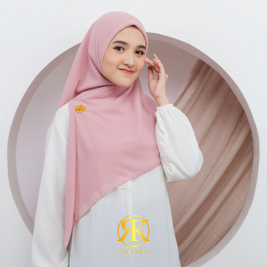 Raminka Hijab Fatimah Size M Krudung Segi Empat Instan Zipper 2 Layer Bahan Ceruty BabyDoll Ultimate