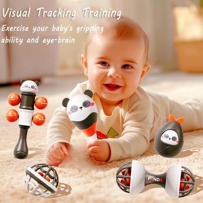 Bestseller- VIVI Instrumen Mainan Pencerahan Bayi Merah & Hitam, Bola Palu Pasir, Stimulasi Visual, 