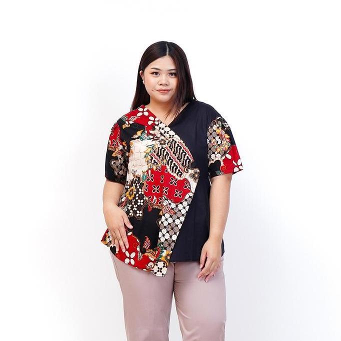[CUCI GUDANG] ATASAN BATIK BLOUSE BATIK WANITA JUMBO BIG SIZE MODERN 309D BAJU HAMIL