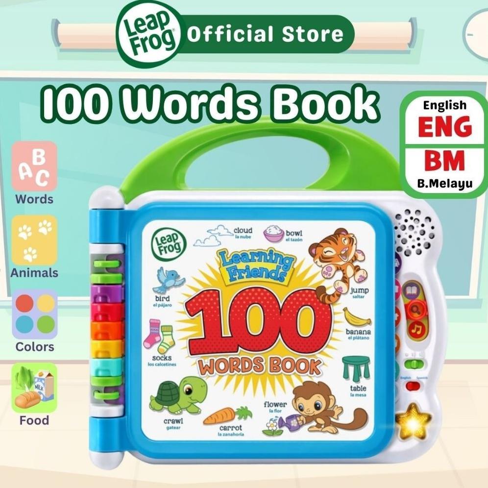 Leapfrog 100 Words Book/100 Animals Book - Eng Bm Bilingual Book - Electronic Learning Words Phonics