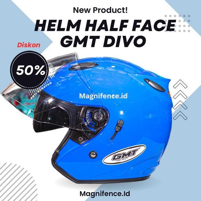Helm Half Face Gmt Original Double Visor Helem Motor Sni Murah Helmet