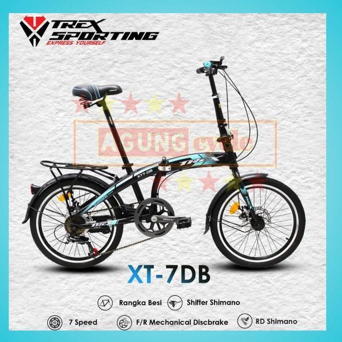 Promo SEPEDA LIPAT TREX XT 7 DB SHIMANO 7 SPEED DISC BRAKE FOLDING BIKE Diskon
