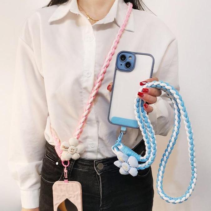 Cell- Tali Lanyard Kepang Cross-Body Motif Flower Gantungan Handphone Universal Sm356-Sm363