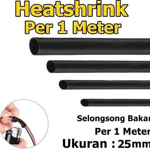 SC 1 METER SELONGSONG BAKAR KABEL 25MM PELNDUNG PELAPIS KABEL BAKAR HEATSHRINK 25MM