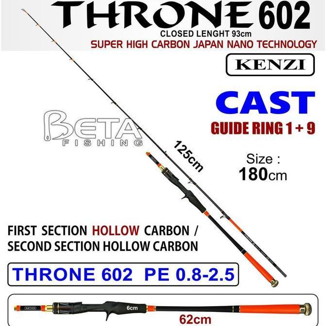 TERMURAH - KENZI Rod Pancing Throne 602 Cast Joran Casting