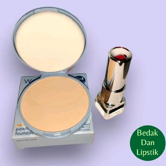 Wardah Paket 5in1 BEDAK WARDAH REFILL Lipstik Lipcream Pensil Alis Eyeshadow Pencil Free Pouch Canti