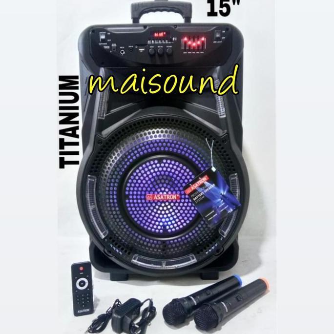 Promo SPEAKER PORTABLE MEETING ASATRON HT 8873 TITANIUM 15 INCH HT8873 MIC Diskon