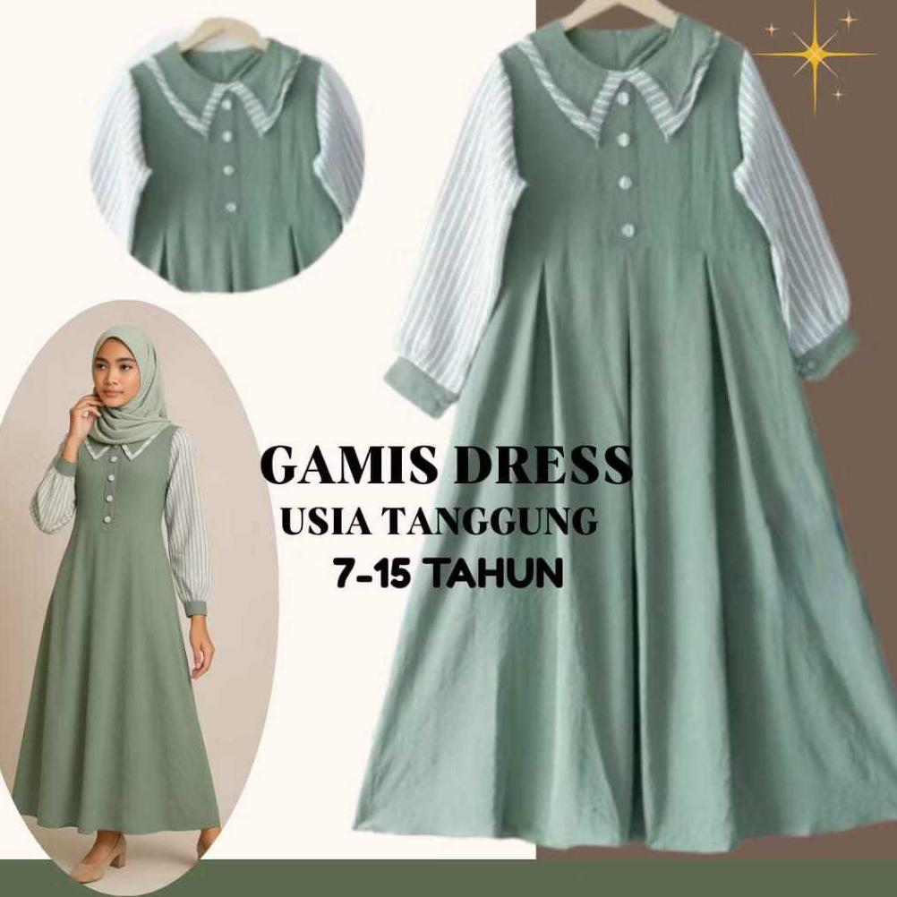 Diskon Dress Muslim Remaja Crinkle Airflow Premium Gamis Anak 8-17 Tahun Affia Dress Kids /Baju Musl