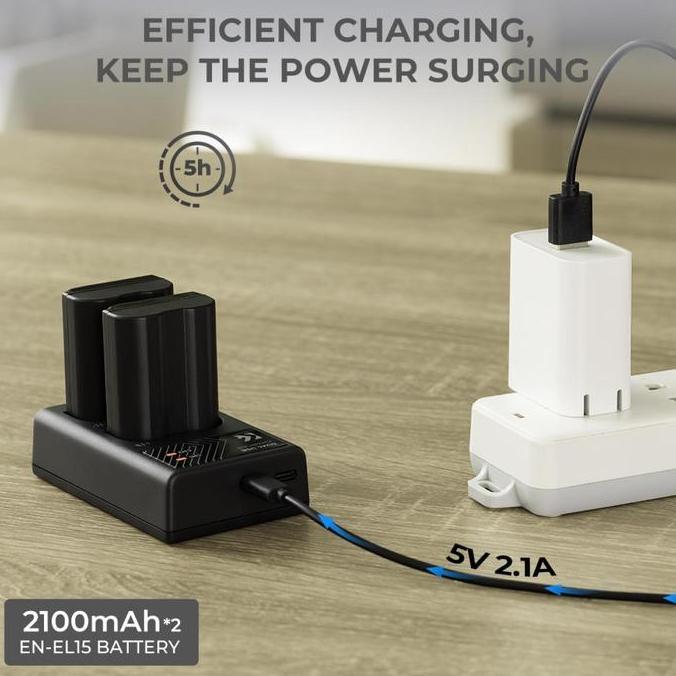 Lens- Knf Concept En-El15 Battery For Nikon En-El15A En-El15B Baterai + Charger Kit Z6 Z7 D780 D850 