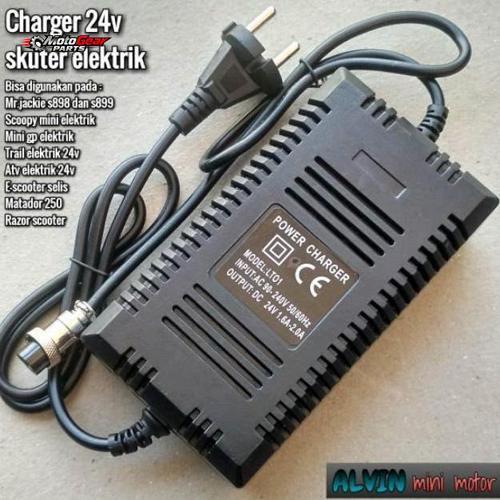 CHARGER 24V 1.6A - 2A SKUTER ELEKTRIK MR.JACKIE S898 S899 E-SCOOTER SELIS CAS CASAN SCOOTER LISTRIK 