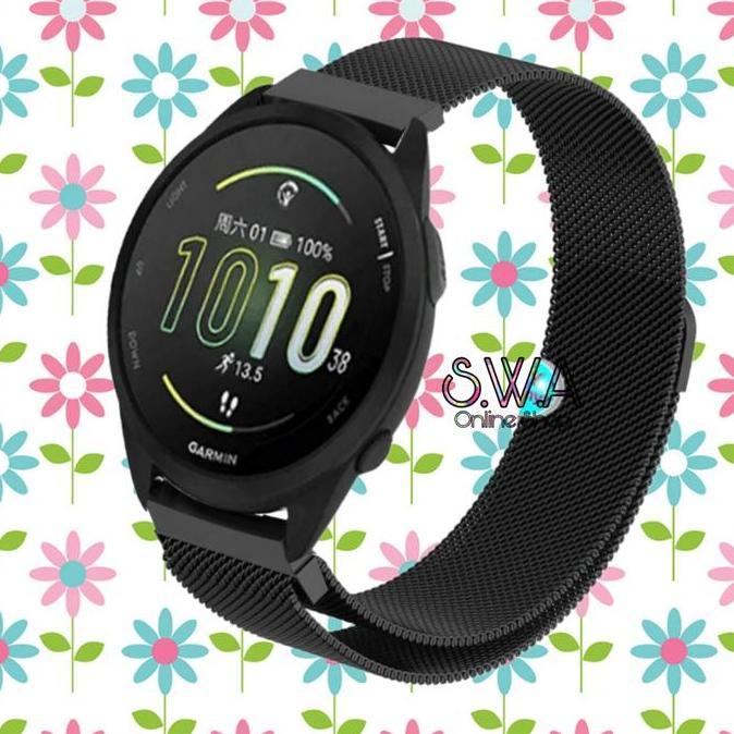 STRAP MILANESE MAGNET STRAP LOOP STAINLESS GARMIN FORERUNNER 165 55 245 645 MUSIC NON MUSIK READY