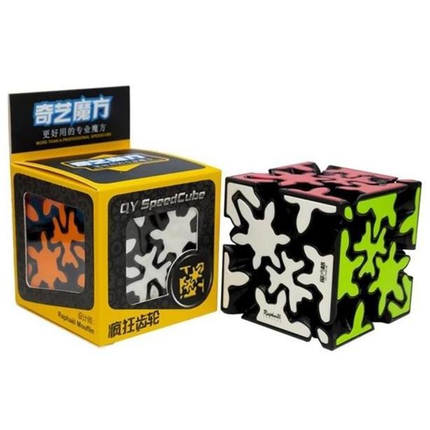 [vy] Magic Cube QiYi Gear Axis Cube - Crazy Gear Cube 3x3 Black base Puzzle Kubus Blackbase