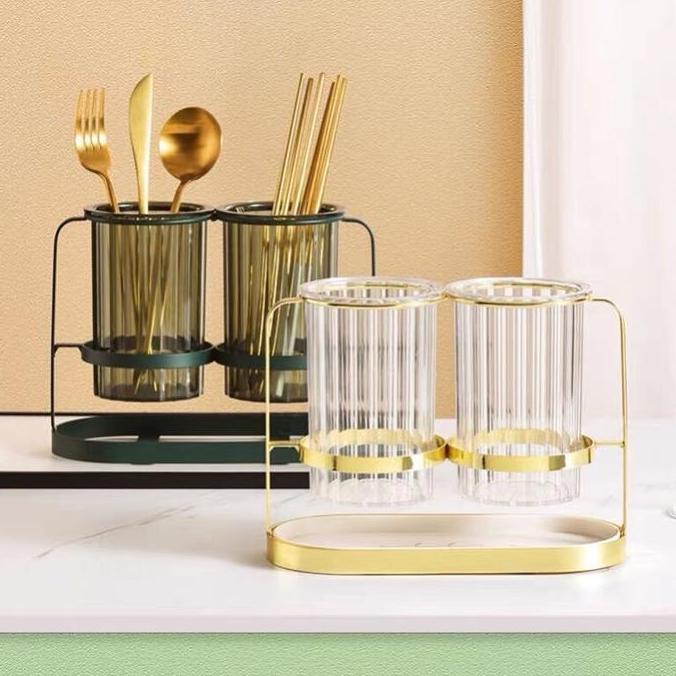 NESTIO Tempat Sendok Ester / Tempat sendok & Garpu gold Plastik