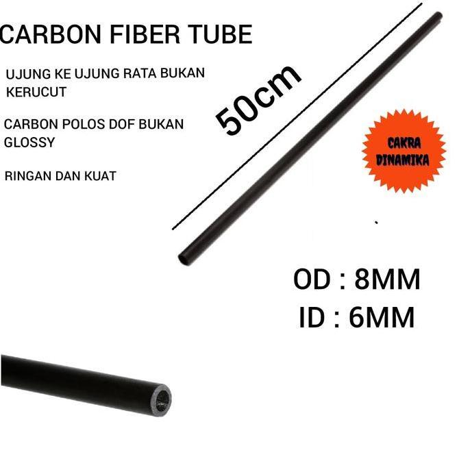 PIPA CARBON 8MM X 6MM X 50CM CARBON TUBE CARBON HOLO TEBAL DAN KUAT XX27