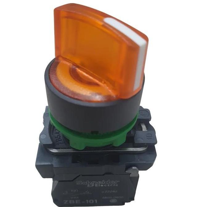 Pilihan - Schneider Selector Switch Xb5Ak125B5 2 Posisi 22Mm Led Terang Dengan Pegangan Oranye Unive