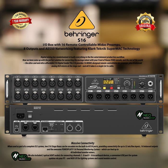 BEHRINGER S16 16-CHANNEL DIGITAL SNAKE ORIGINAL DAN TERPERCAYA