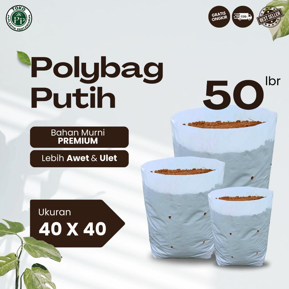 Polybag Putih 40 x 40 Isi 50 Lembar - Polybag Putih / Putih-Hitam