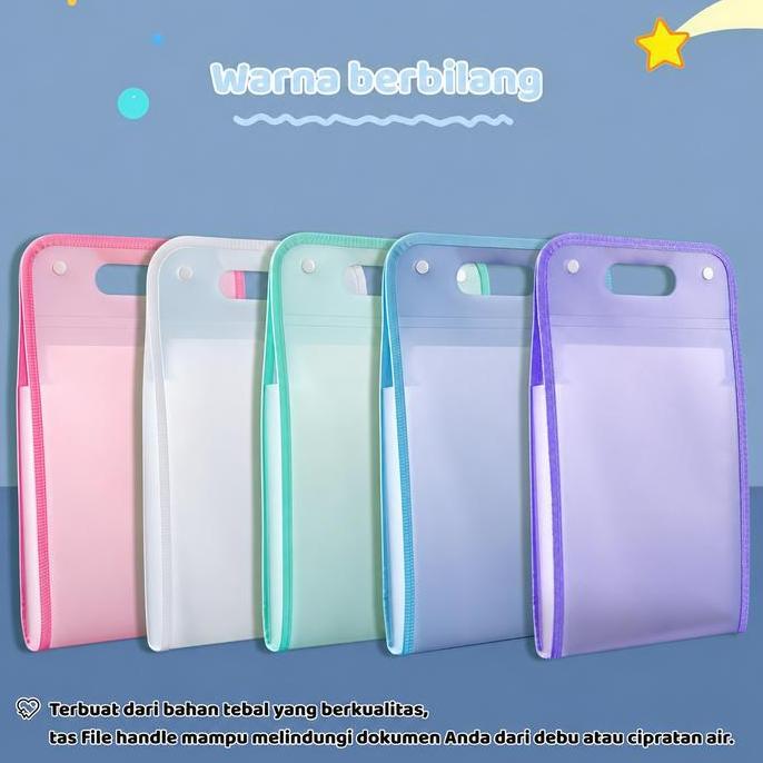 COD] Tas File Handle Tas Dokumen File Antiair A4 Folder Map Warna Transparan Anti Air Multi Layer Fo