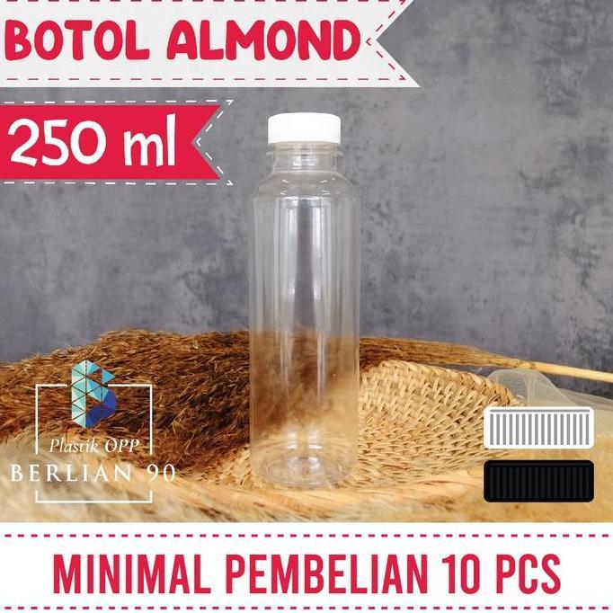 ( 100 pcs ) Botol Almond 250 ml | Botol Kopi | Botol Jus 250ml | Botol Kopi 250ml Promo Murah