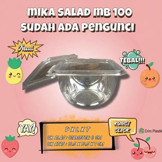 * (Dus) Tray Mika Salad Buah Potong Mb 100 Kapasitas 500 Ml *